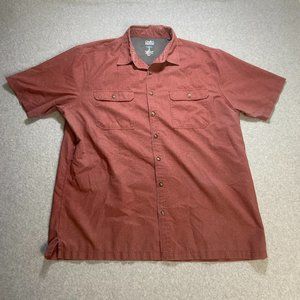 Croft & Barrow Shirt Mens XL Red Quick Dry Button Up Vented Solid Short Sleeve